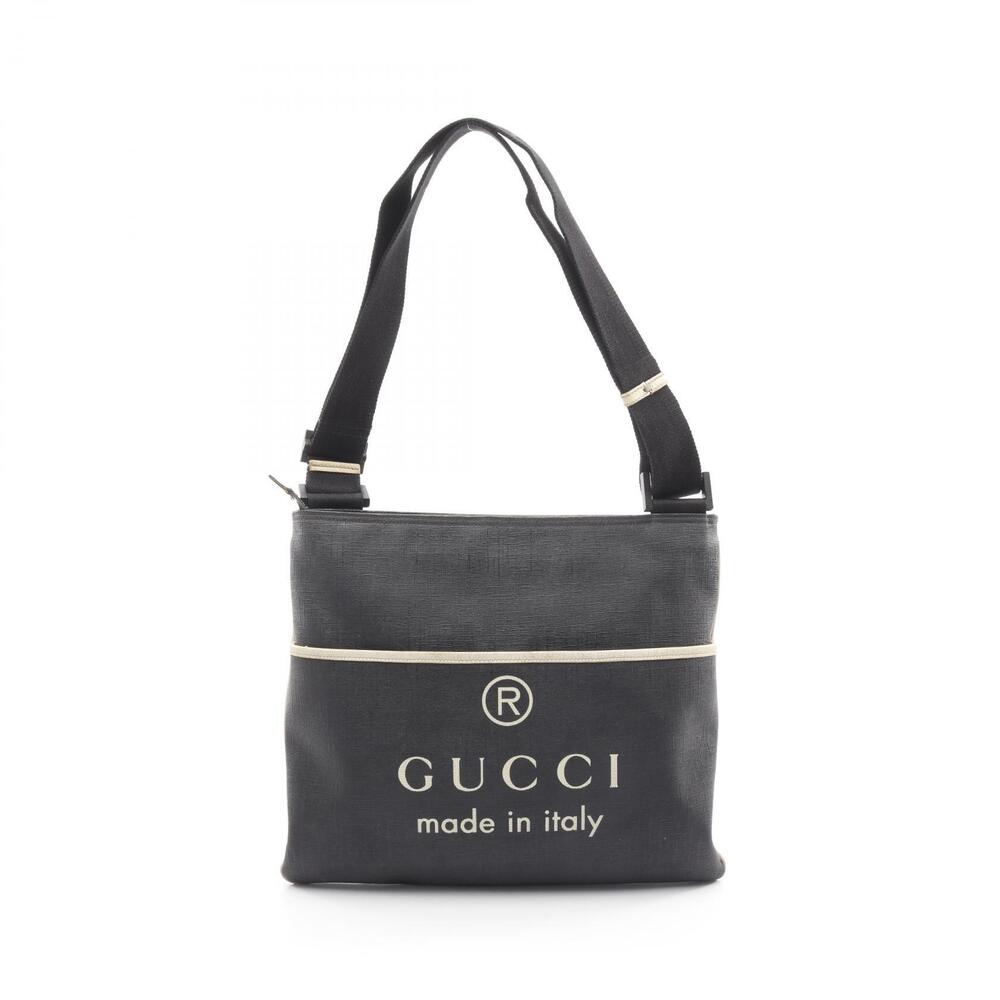 Gucci Messenger Bag Shoulder Canvas Leather Gray White